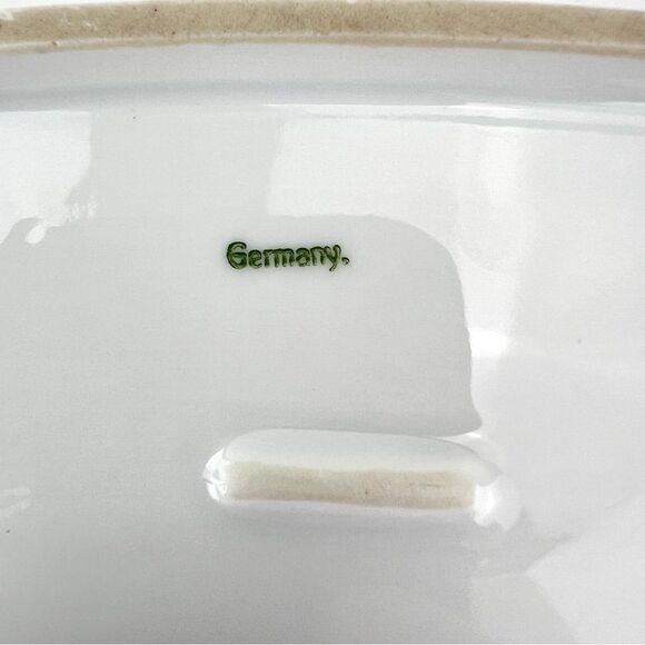 Antique Germany Gold Trim Porcelain Monogram Serving Bowl Dish - Picture 6 of 11